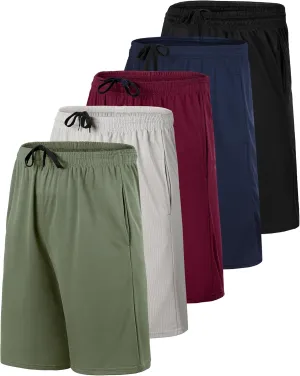 Real Essentials 5 Pack: Men's Mesh Athletic Basketball Shorts Quick Dry Activewear with Pockets