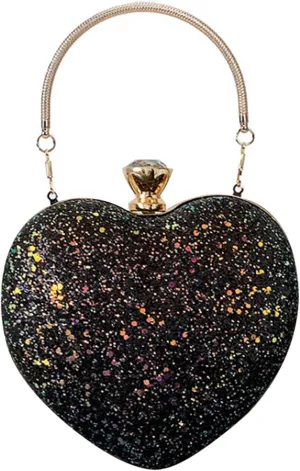 Reberomantic Heart Shaped Evening Purse Velvet Clutch Purse Solid Evening Bag