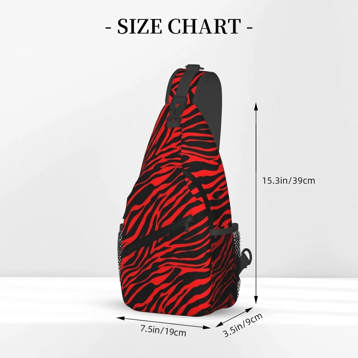 Red Black Zebra Stripe Crossbody Bag Cross Chest Bag Adjustable Sling Backpack Sports Gym Shoulder Bags Travel Cycling Daypack Diagonally Casual Rucksack