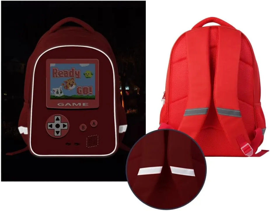 Red Gamer Controller School Backpack Lightweight Printed Bookbag Day Pack for Girls Boys