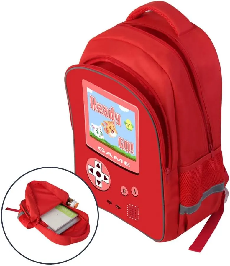Red Gamer Controller School Backpack Lightweight Printed Bookbag Day Pack for Girls Boys