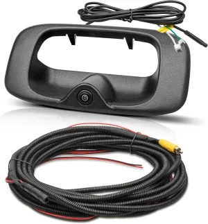 RED WOLF Tailgate Handle Backup Camera Fit for 1999-2006 Chevrolet Chevy Silverado/GMC Sierra 1500 2500 3500HD Pickups Reverse Rear View Backup Camera, Waterproof Guideline w/12V Power Cable RCA Plug