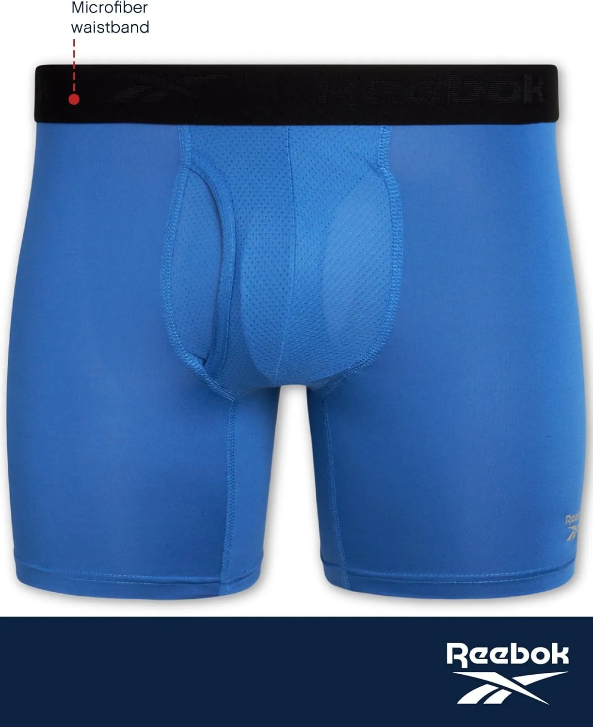 Reebok Mens Boxer Briefs - 4 Pack Moisture Wicking Performance Mens Underwear Boxers with Functional Fly Pouch (Sizes: S-XL)