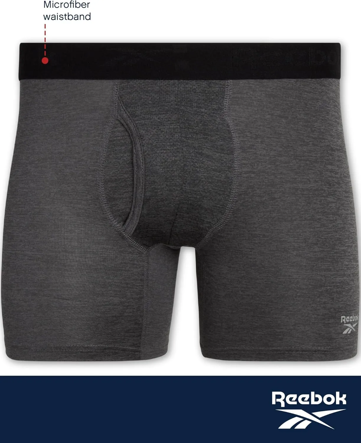 Reebok Mens Boxer Briefs - 4 Pack Stretch Performance Mens Underwear Boxers with Functional Fly Pouch (Sizes: S-XL)