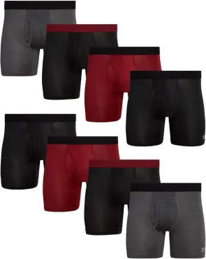 Reebok Men's Boxer Briefs - 8 Pack Moisture Wicking Athletic Performance Underwear Boxers for Men with Mesh Pouch (S-2XL)