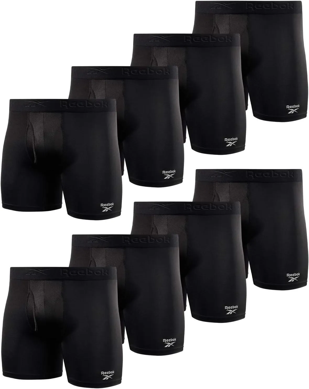 Reebok Men's Boxer Briefs - 8 Pack Performance Mens Underwear Boxer Briefs with Fly Pouch - Underwear for Men Pack (S-XL)