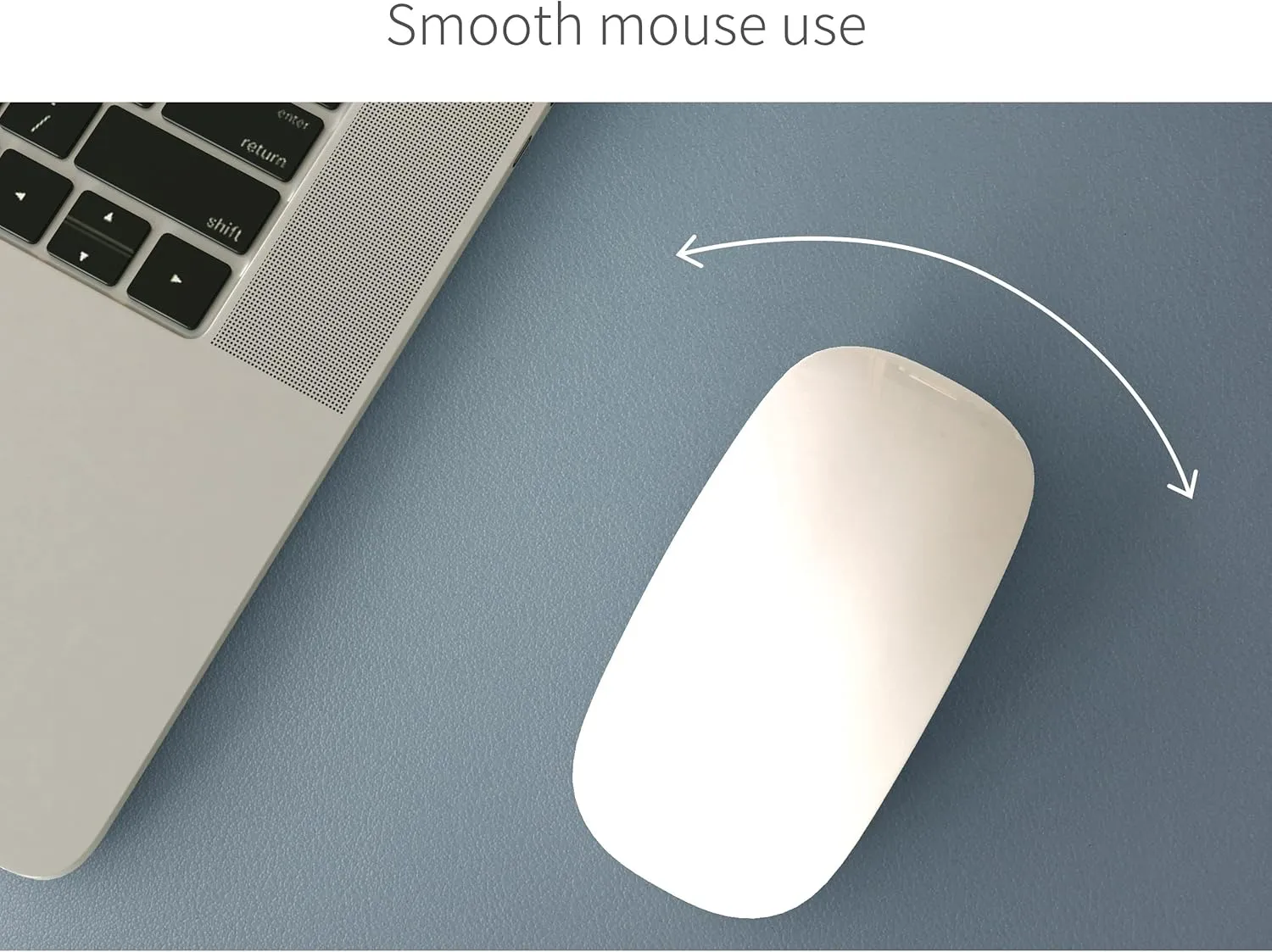 RENMTURE Dual-Sided Mouse Pad, Natural Cork & PU Leather Large Desk Pad for Office and Home Work, Desk Protector Non-Slip, Waterproof, Easy Clean (Blue Gray,47"x17")