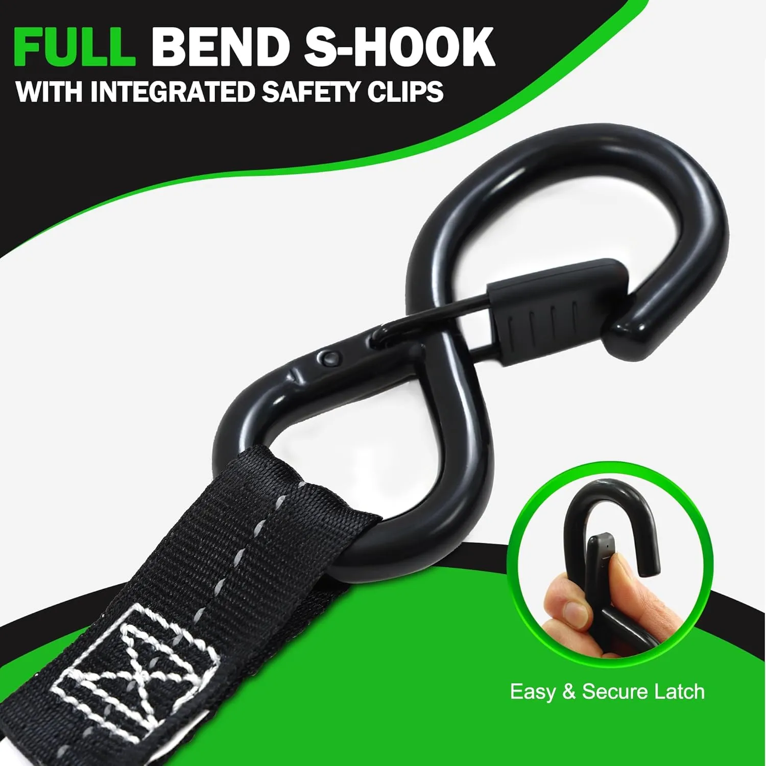 Retractable Ratchet Straps(4PK) - 1,500lb Break Strength, Ratchet Straps Heavy Duty with Rubber Coated Handle, Perfect Auto Ratchet Straps for Motorcycle, Kayak and Trucks (Black)