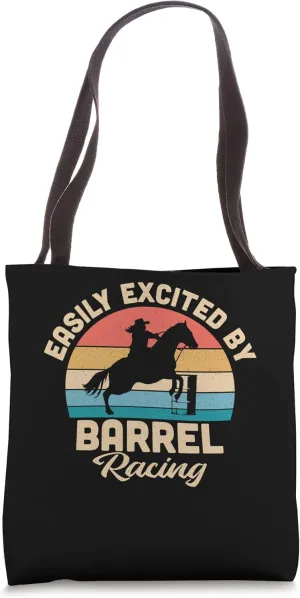 Retro Sunset Rodeo Vintage Easily Excited By Barrel Racing Tote Bag