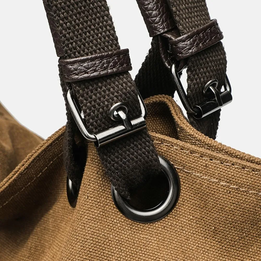 Retro Top Handle Bag for Women Large Adjustable Canvas Shoulder Crossbody Bag Slouchy Commute Work Handbags