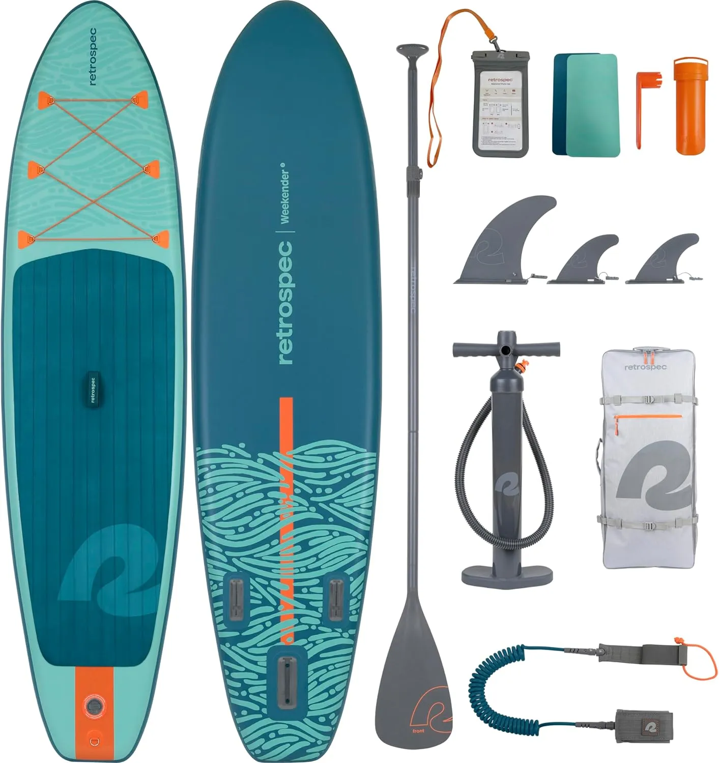 Retrospec Weekender Inflatable Stand Up Paddle Board Includes Paddle, Pump, and Accessories 10’6” Lightweight iSUP, Puncture Resistant Inflatable Paddle Board for Adults