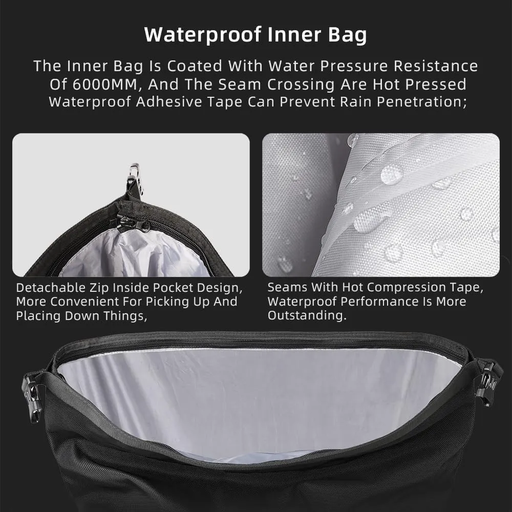 Rhinowalk Motorcycle Saddle Bag Waterproof Motor Pannier Bag Luggage Pack Quick Release Motorbike Side Bag 25L (Black)