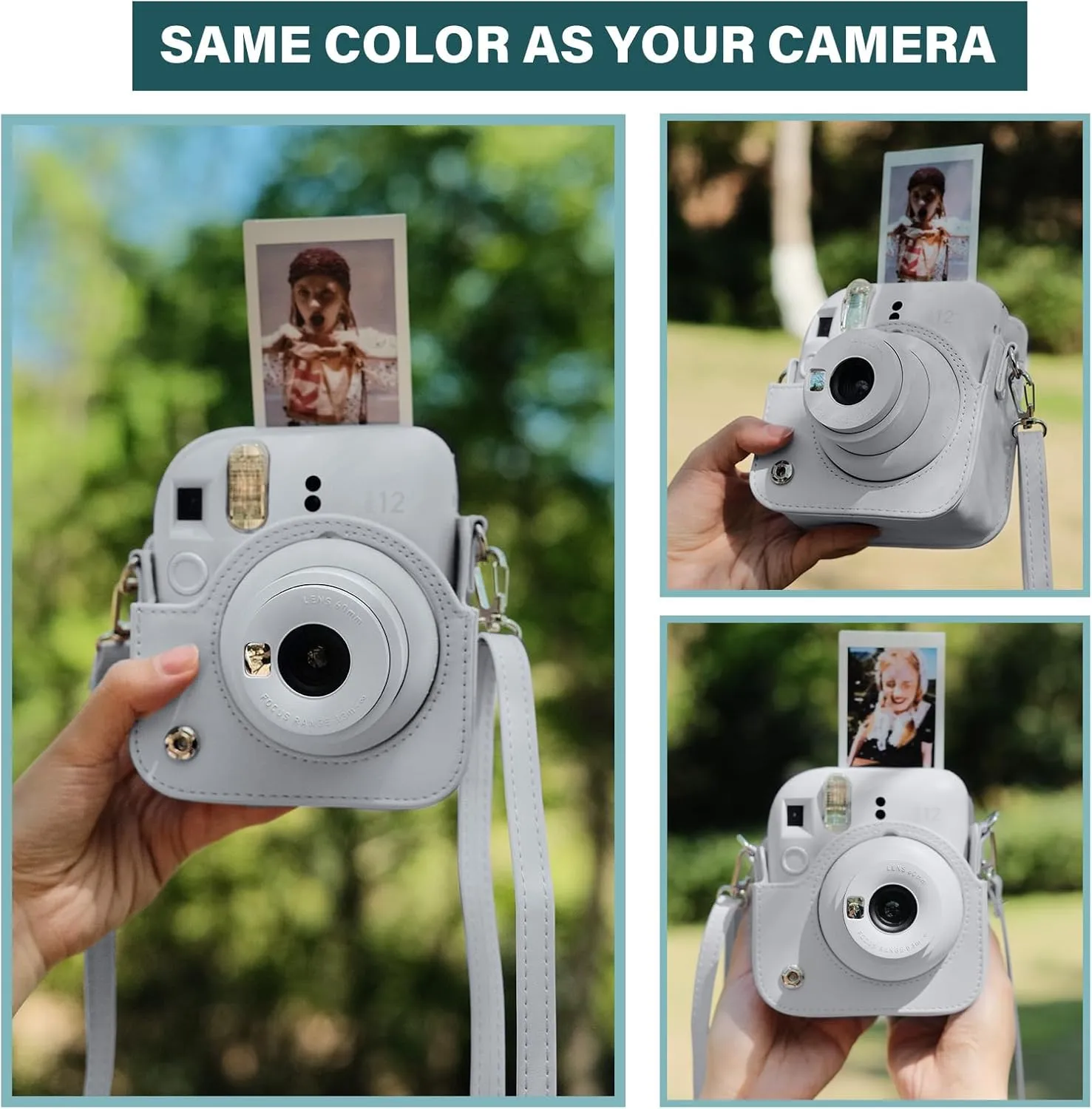 Rieibi Camera Case Compatible with Fuji Instax Mini 12 - MINI 12 Carry Case for Fujifilm Instax Mini 12 Instant Camera - mini 12 Bag Cover with Strap - Clay White