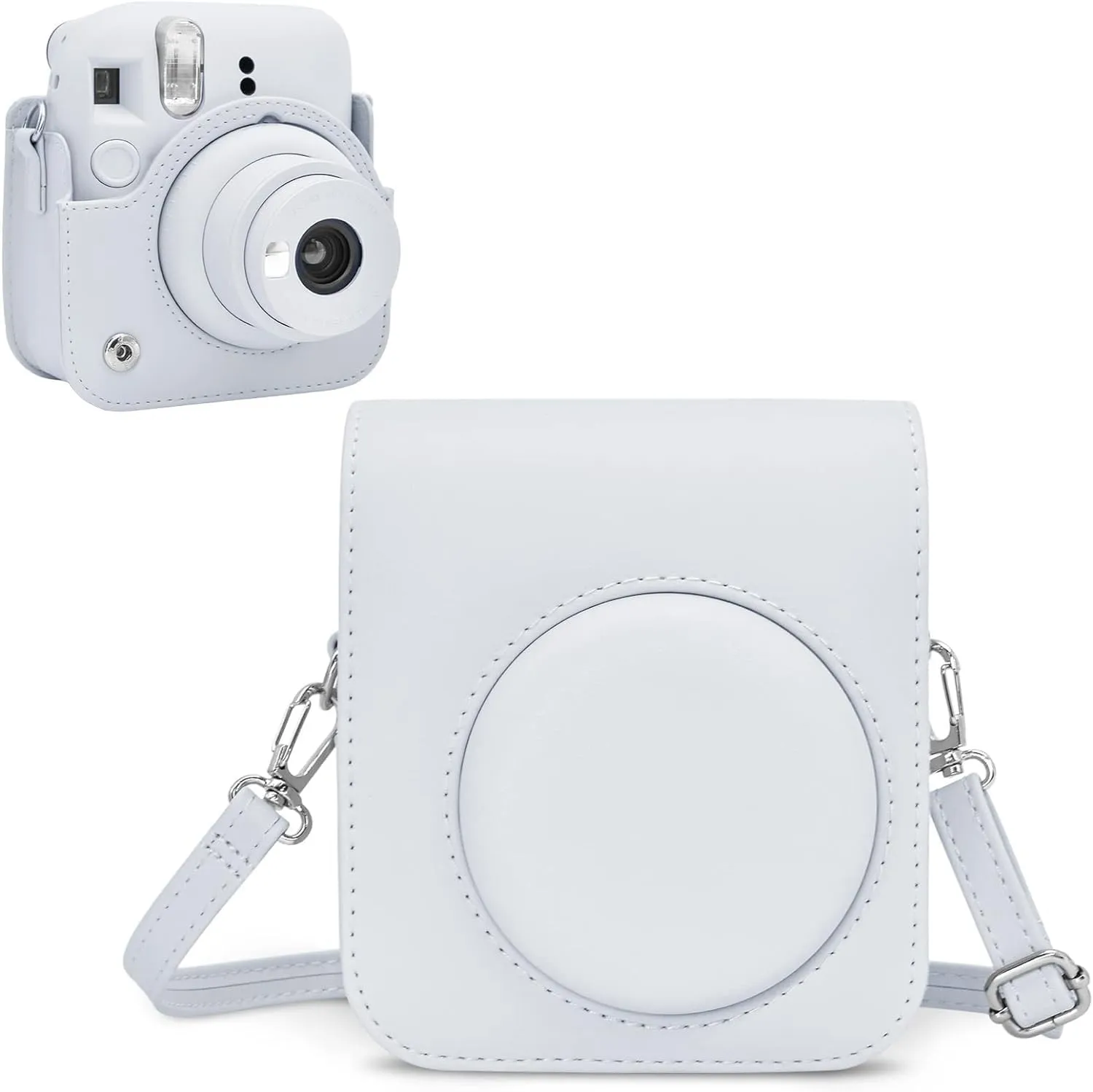 Rieibi Camera Case Compatible with Fuji Instax Mini 12 - MINI 12 Carry Case for Fujifilm Instax Mini 12 Instant Camera - mini 12 Bag Cover with Strap - Clay White