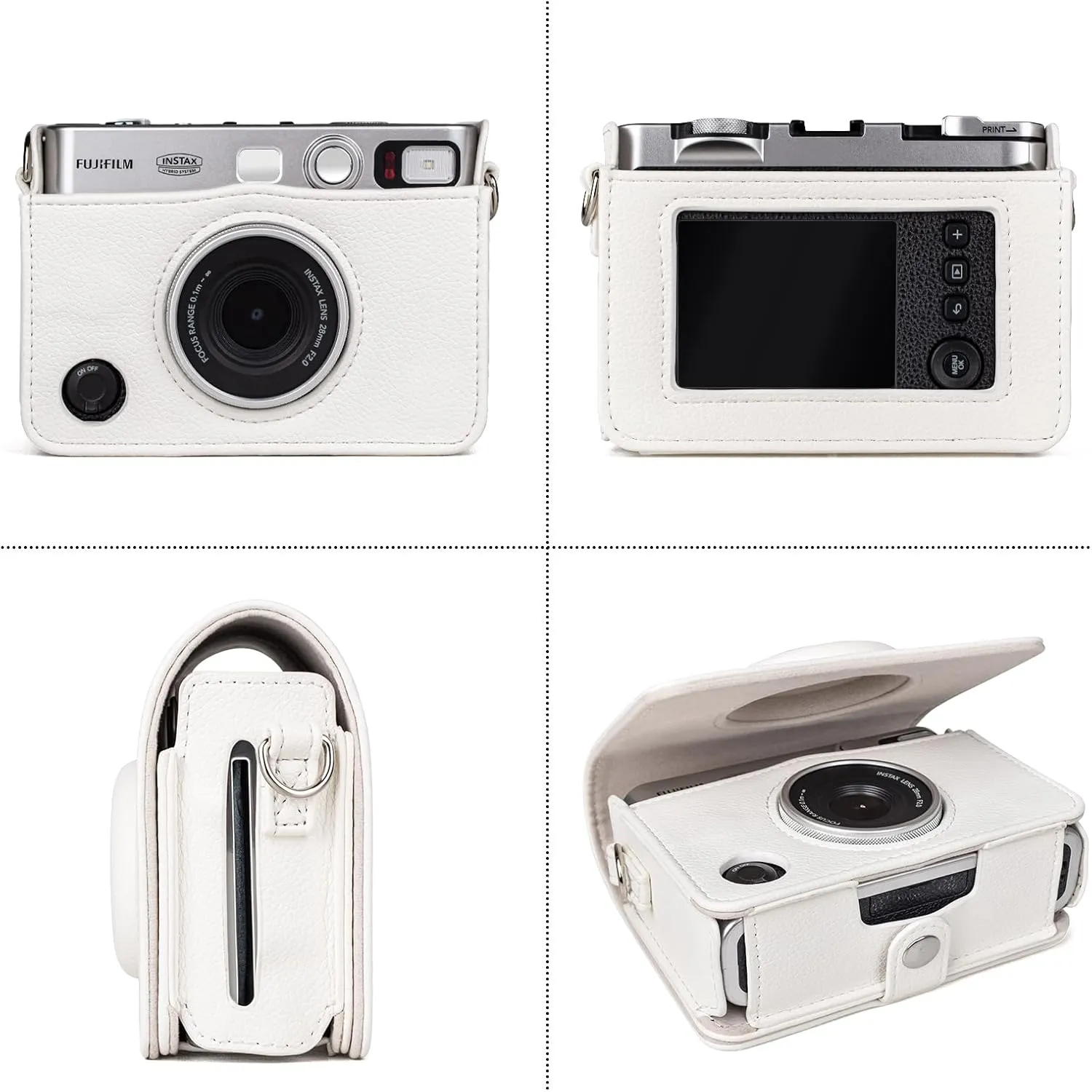 Rieibi Mini EVO Case - Vintage PU Leather Protective Case for Fuji Instax Mini EVO Instant Camera - Removable Cover with Adjustable Shoulder Strap Battery Charging Port