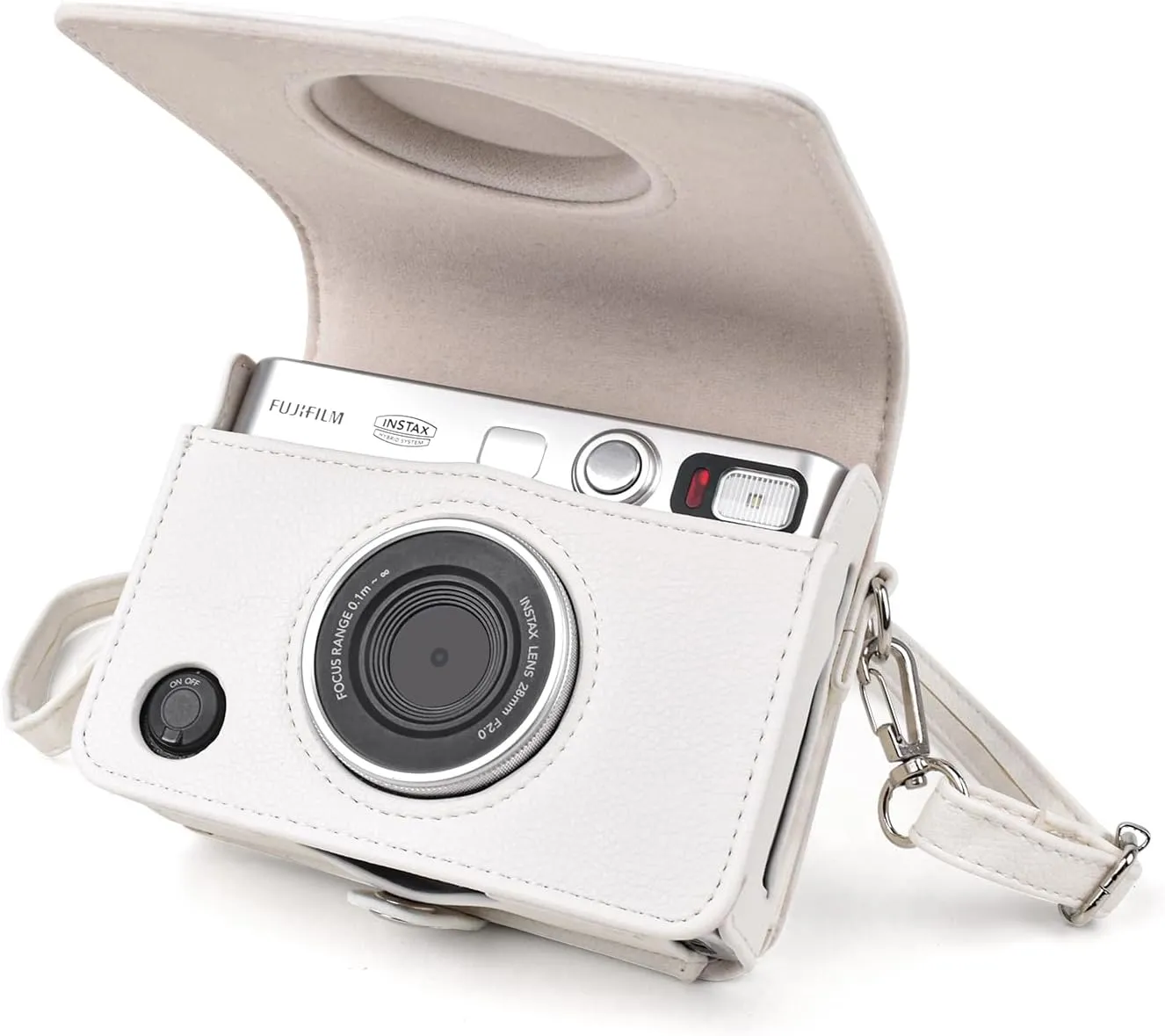 Rieibi Mini EVO Case - Vintage PU Leather Protective Case for Fuji Instax Mini EVO Instant Camera - Removable Cover with Adjustable Shoulder Strap Battery Charging Port