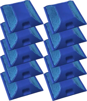 Road Reflectors Pack of 10 | 4 by 4 inch Street Pavement & Asphalt Stud Markers | Great for Speed Bumps, Sidewalks, Pedestrian Crossings, Freeways & Driveways | Industrial Grade (Blue)