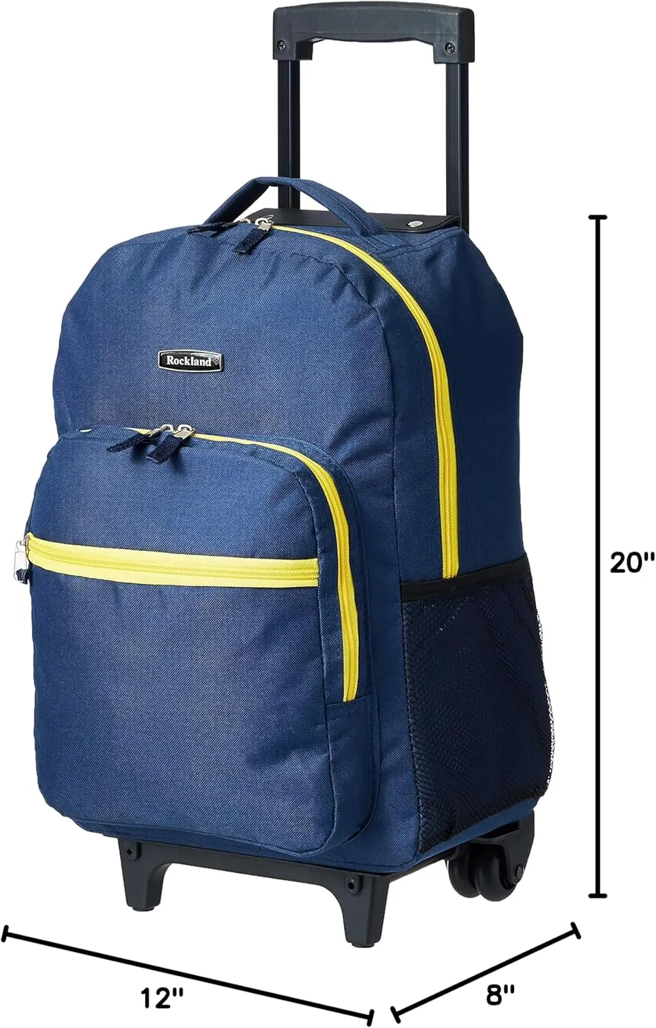 Rockland Double Handle Rolling Backpack, Navy, 17-Inch