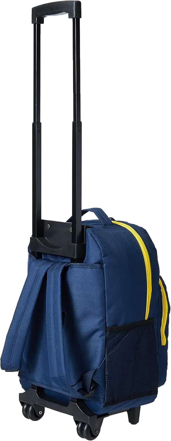 Rockland Double Handle Rolling Backpack, Navy, 17-Inch