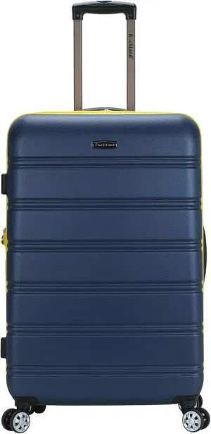 Rockland Melbourne Hardside Expandable Luggage with Spinner Wheels, Navy, Checked Large 28"