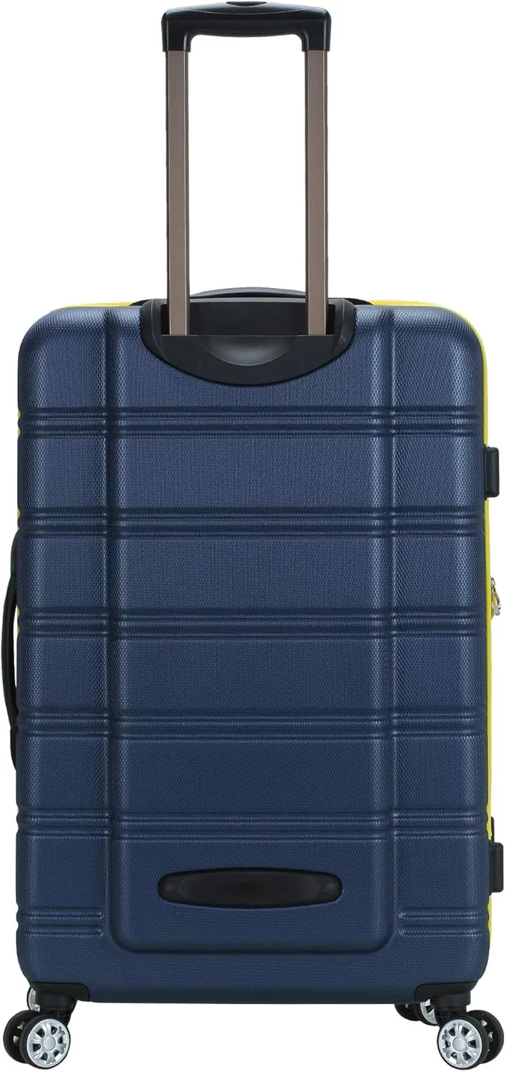 Rockland Melbourne Hardside Expandable Luggage with Spinner Wheels, Navy, Checked Large 28"
