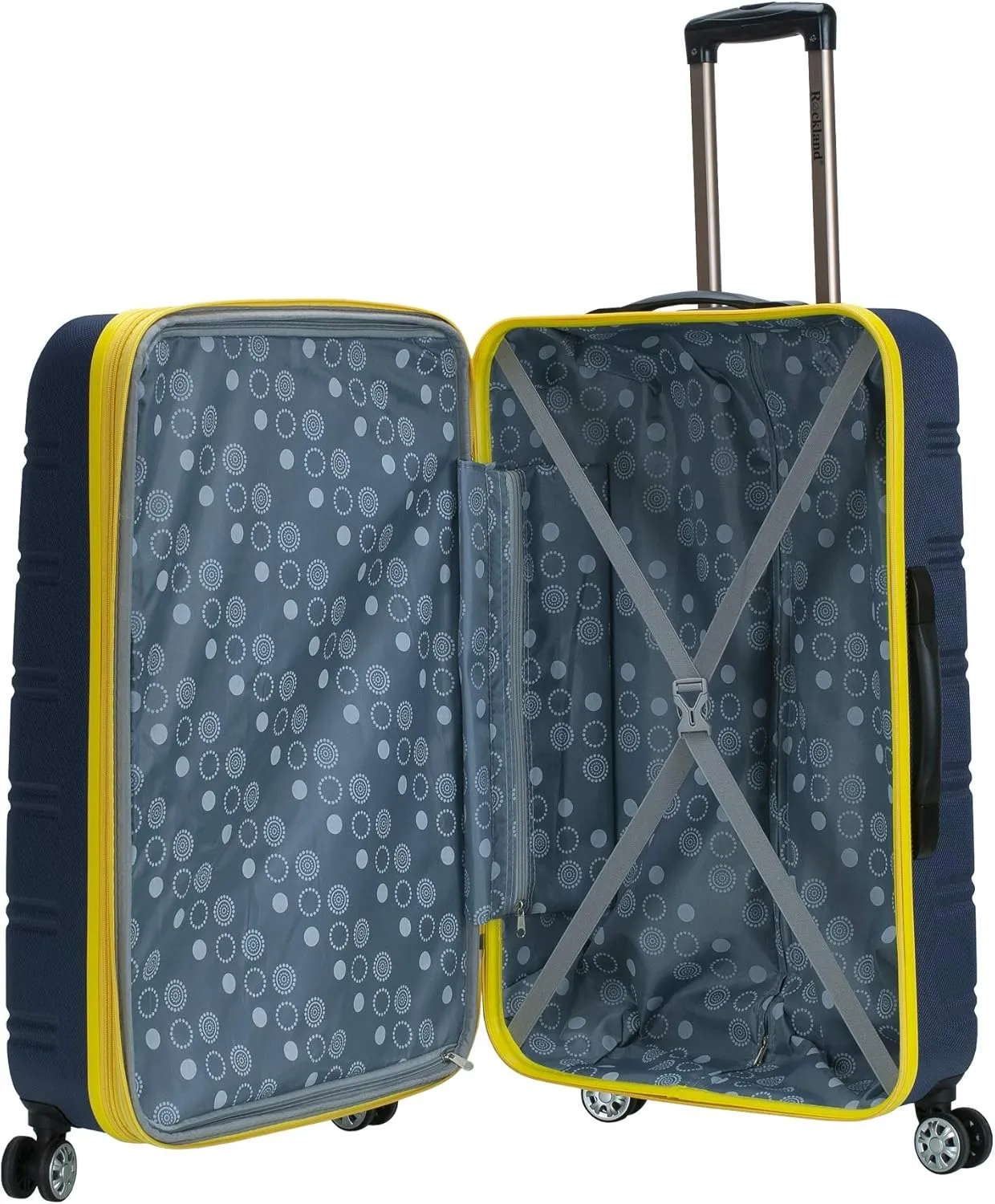 Rockland Melbourne Hardside Expandable Luggage with Spinner Wheels, Navy, Checked Large 28"