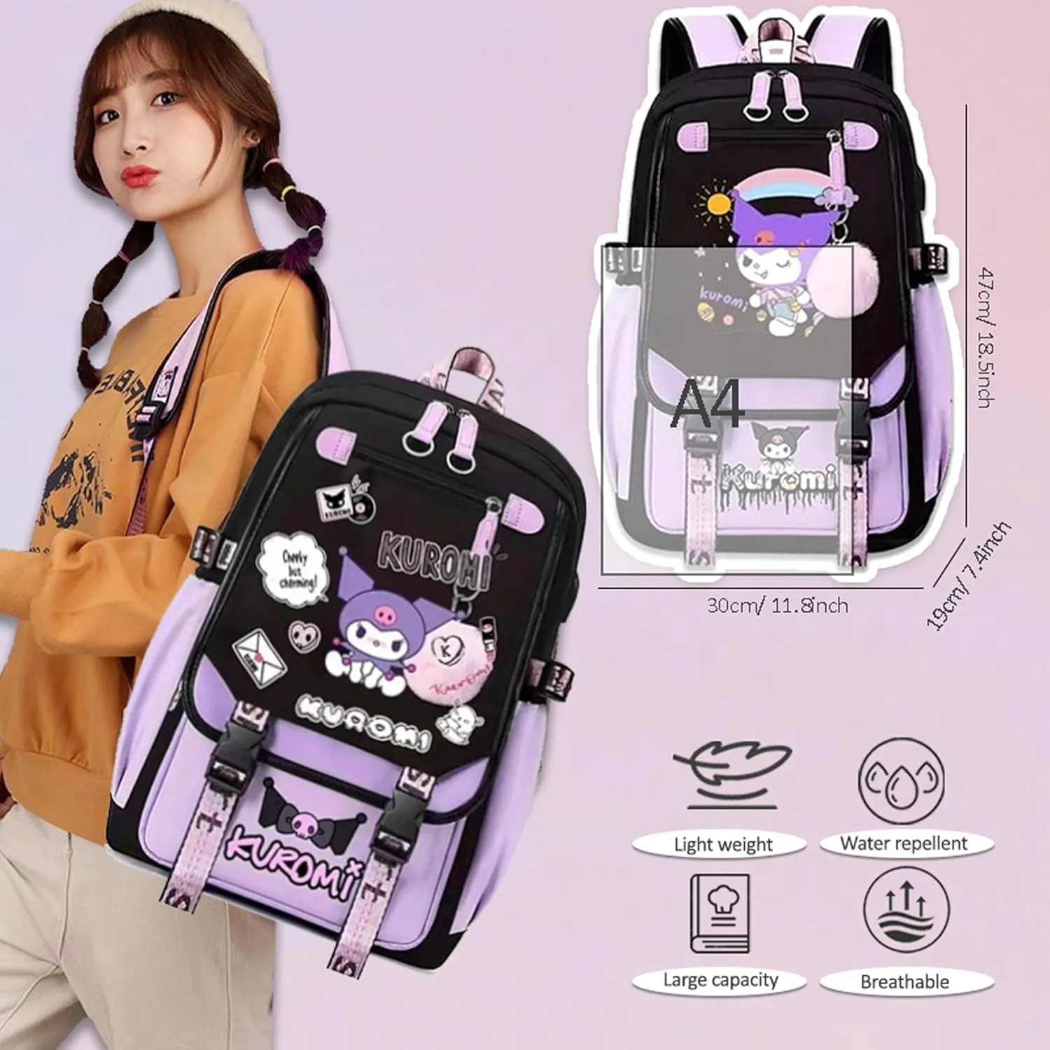 Roffatide Anime Backpack Printed Business Casual Laptop Shoulders Backpack Travel Hiking Daypacks Rucksack 17 Inch A