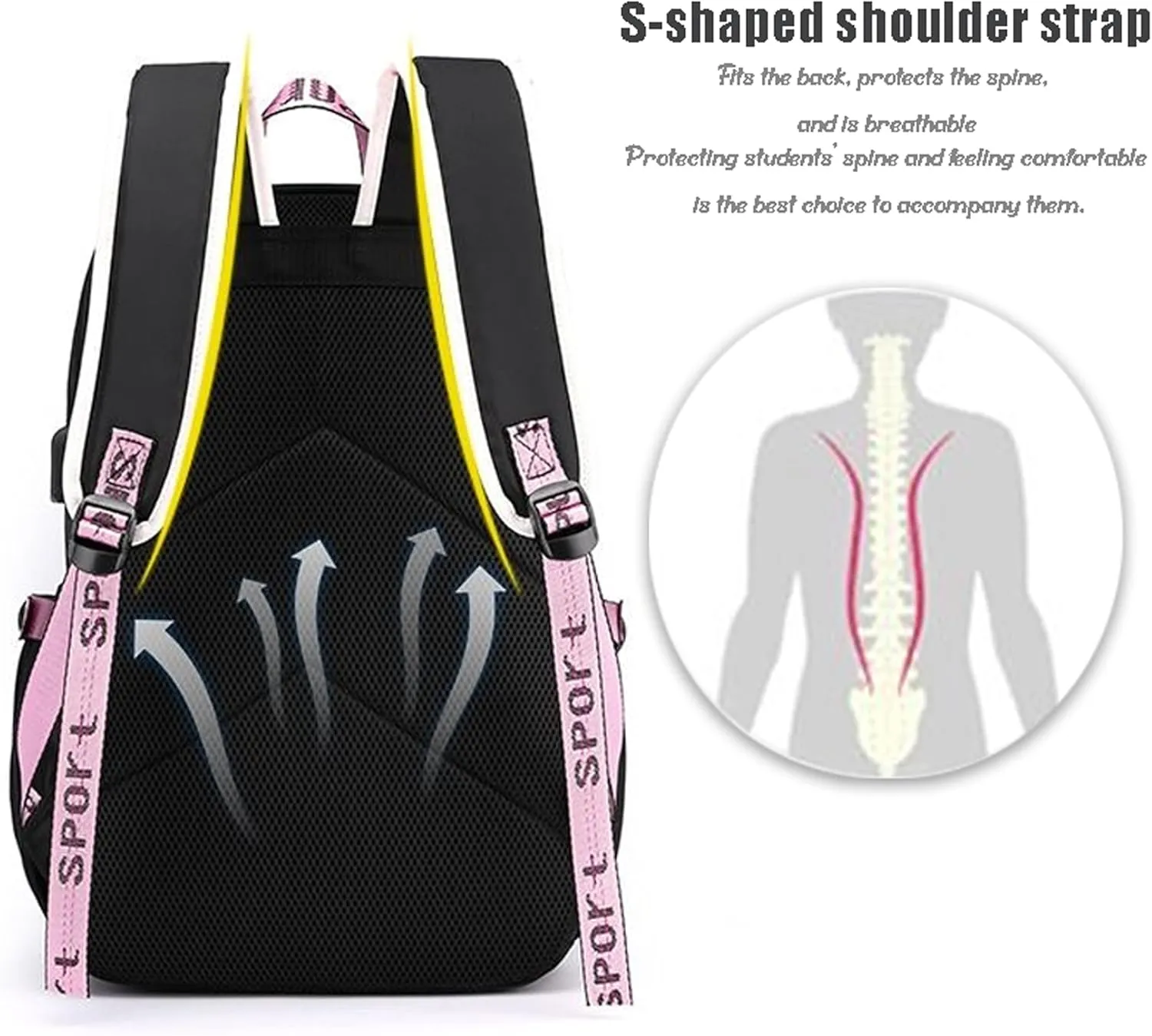 Roffatide Anime Backpack Printed Business Casual Laptop Shoulders Backpack Travel Hiking Daypacks Rucksack 17 Inch A