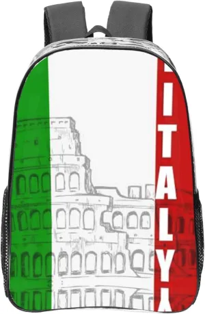 Roman Coliseum Italian Flag Print Transparent Backpack Functional Pvc Clear Pockets For Stadium Events Travel Work