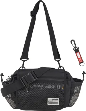 Rough Enough Mens Fanny Pack Crossbody Shoulder Waist Bag for Men 3 in 1 Way Outdoor Travel Fishing Hiking Camping Black Cordura