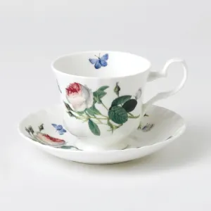 Roy Kirkham Ceramic Palace Garden Teacup and Saucer in White Finish (Set of 2)