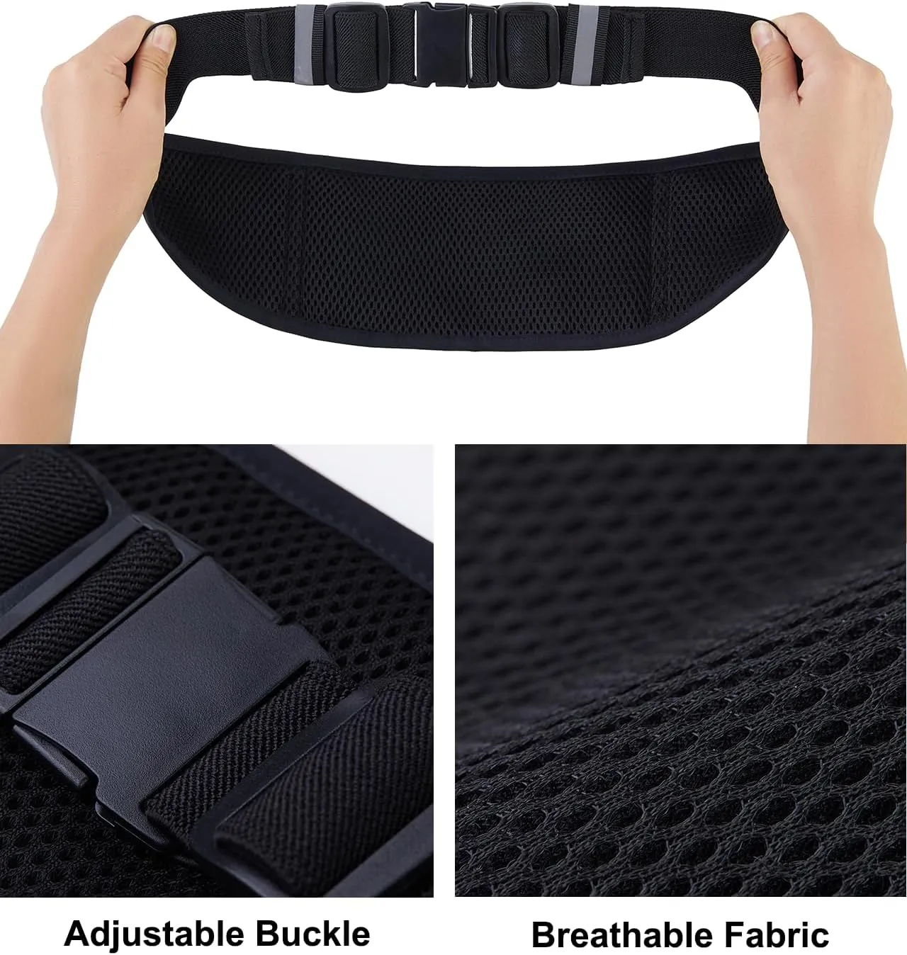 Running Belt for Women Men Slim Fanny Pack Phone Money Waist Pack Belt Bag for Hiking Cycling Exercise Running Black