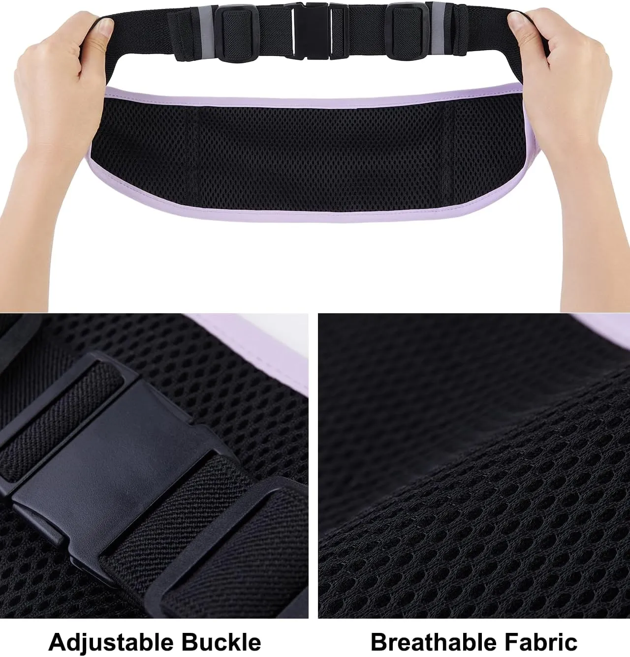 Running Belt for Women Men Slim Fanny Pack Phone Money Waist Pack Belt Bag for Hiking Cycling Exercise Running Lilac Purple