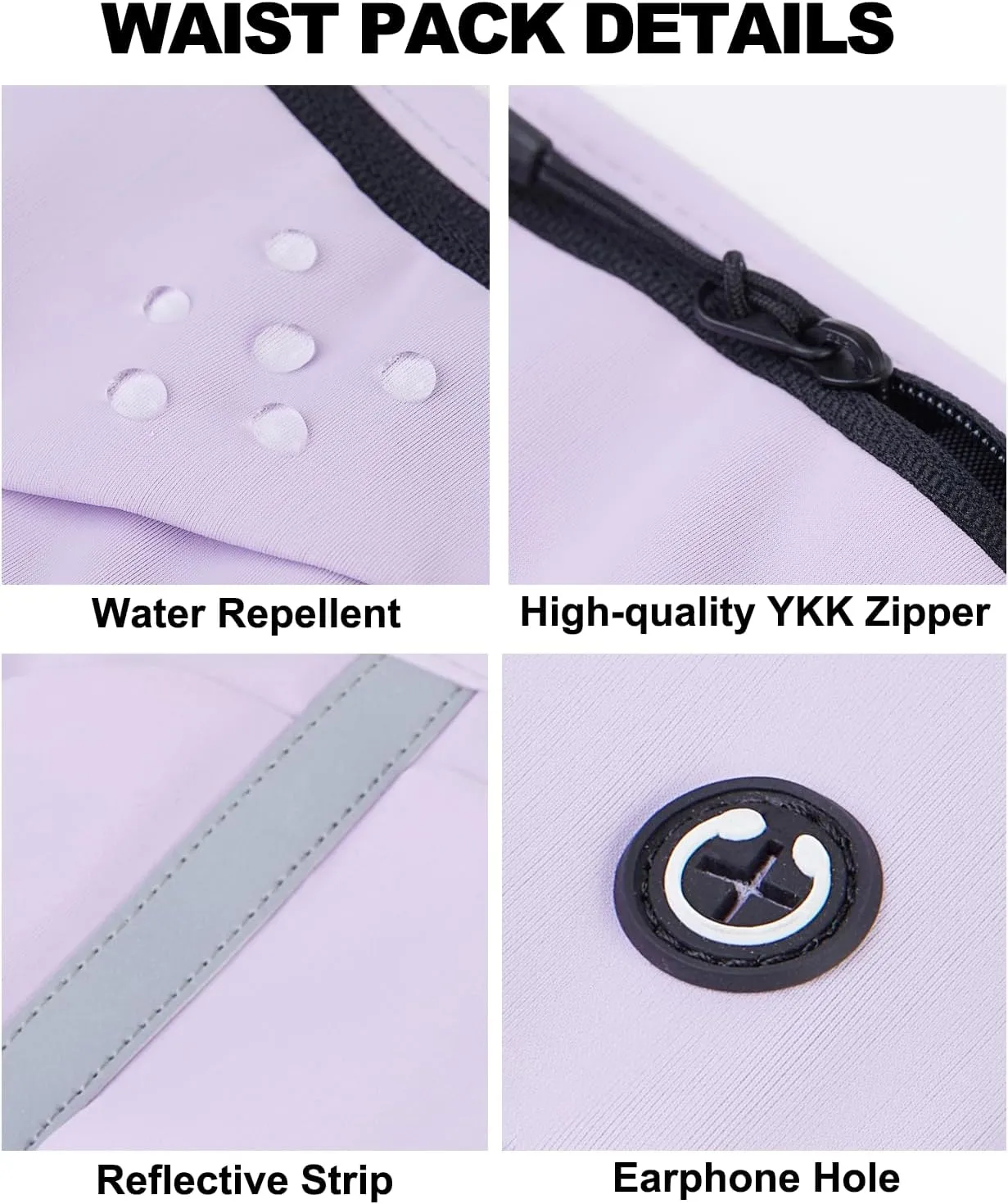 Running Belt for Women Men Slim Fanny Pack Phone Money Waist Pack Belt Bag for Hiking Cycling Exercise Running Lilac Purple