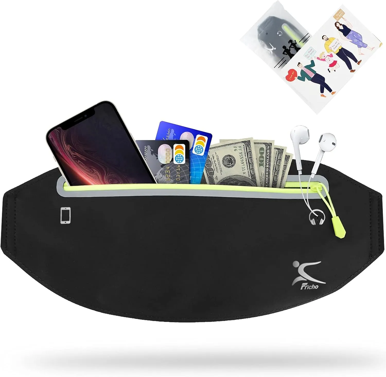 Running Belt Phone Holder, Mothers Day Gifts for Mom Wife Her Teens, Money Belt bag, Flat Fanny Packs for Women Men, Workout Gear Accessories, Waist pouch for Runners, Walking, Travel, Gym, Exercise