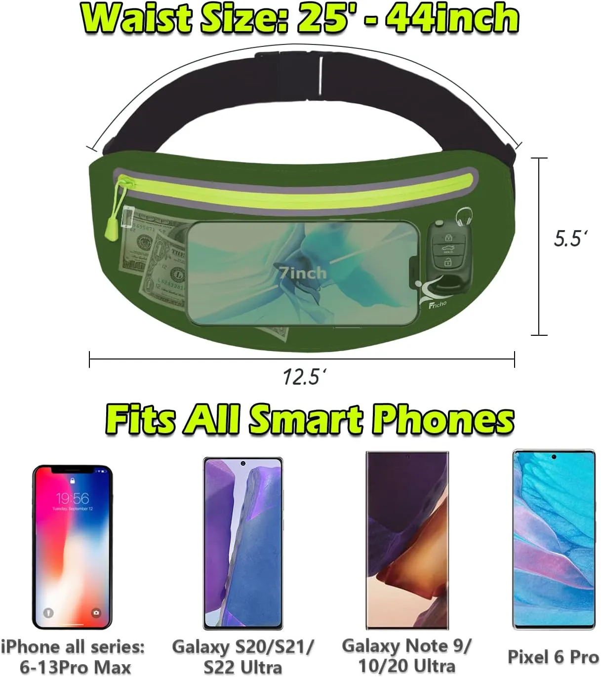 Running Belt Phone Holder, Mothers Day Gifts for Mom Wife Her Teens, Money Belt bag, Flat Fanny Packs for Women Men, Workout Gear Accessories, Waist pouch for Runners, Walking, Travel, Gym, Exercise