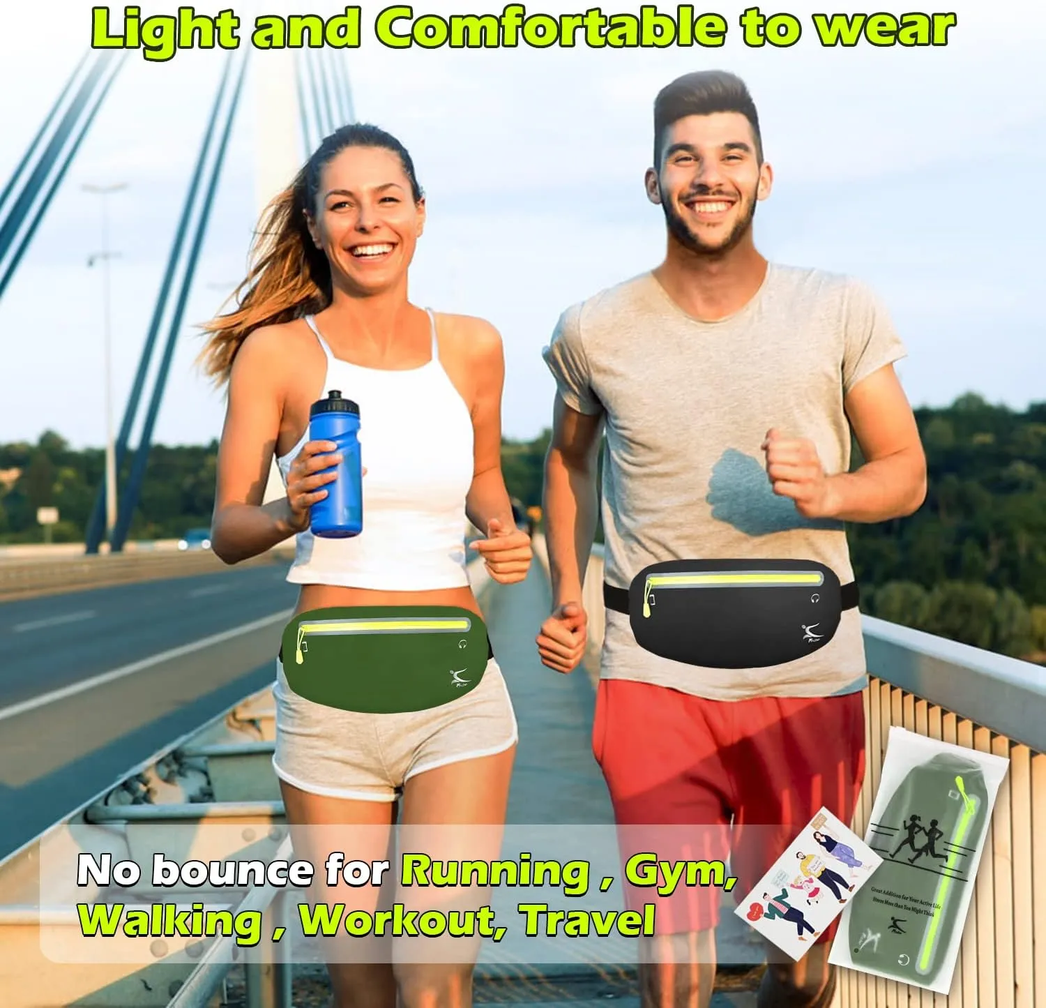 Running Belt Phone Holder, Mothers Day Gifts for Mom Wife Her Teens, Money Belt bag, Flat Fanny Packs for Women Men, Workout Gear Accessories, Waist pouch for Runners, Walking, Travel, Gym, Exercise