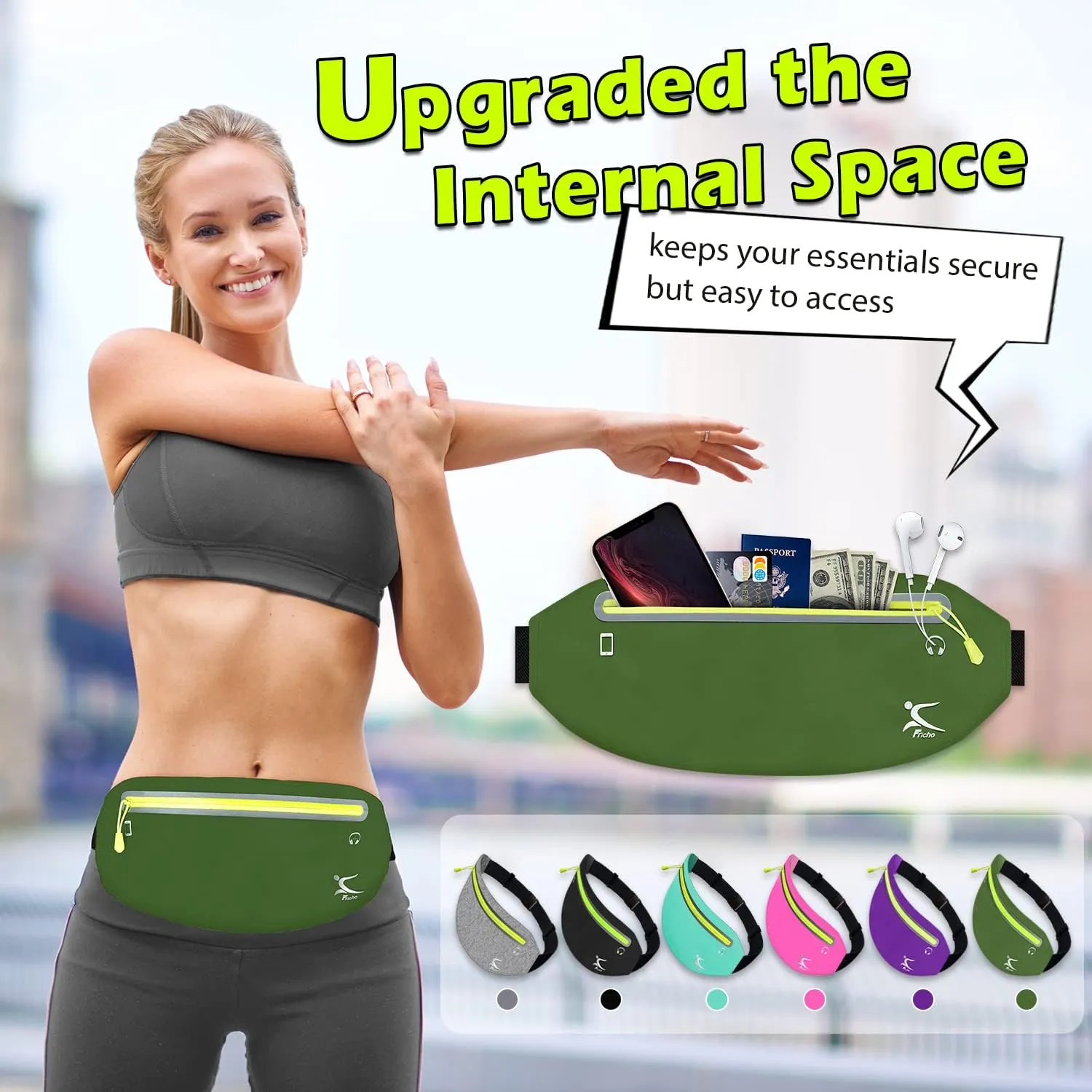 Running Belt Phone Holder, Mothers Day Gifts for Mom Wife Her Teens, Money Belt bag, Flat Fanny Packs for Women Men, Workout Gear Accessories, Waist pouch for Runners, Walking, Travel, Gym, Exercise