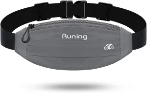 Running Belt Waist Pack - Running Fanny Pack for Women & Men - Hiking Cycling Workout Belt Bag - Whole Bag Reflective Runner Pouch - Waterproof Cell Phone Holder Gray