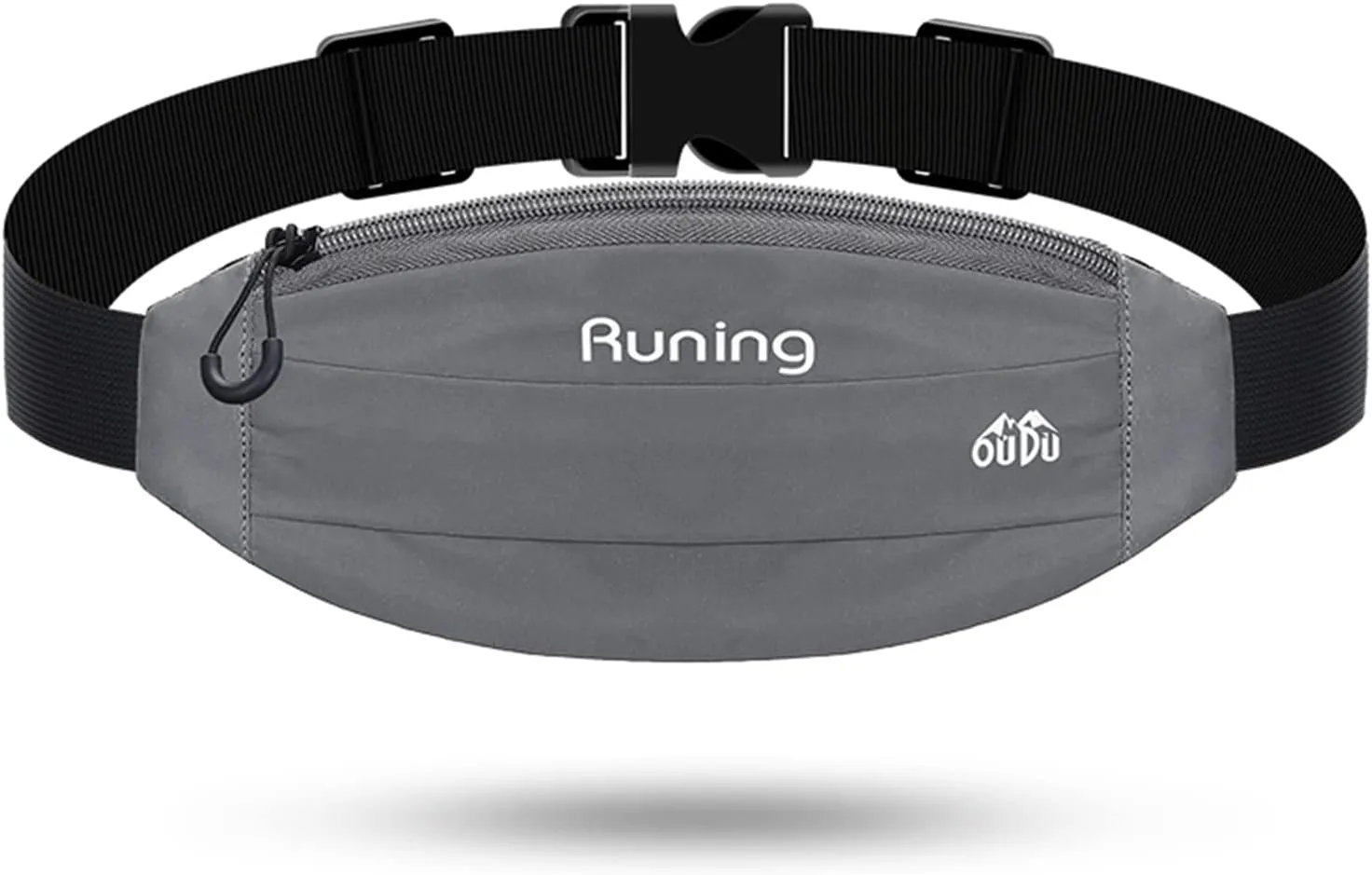 Running Belt Waist Pack - Running Fanny Pack for Women & Men - Hiking Cycling Workout Belt Bag - Whole Bag Reflective Runner Pouch - Waterproof Cell Phone Holder Gray