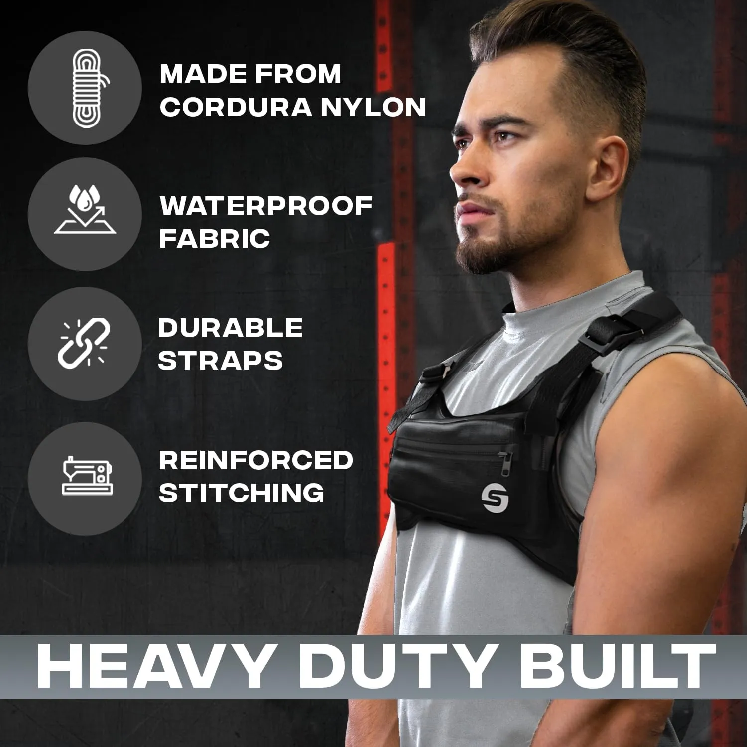 Running Chest Bag for Men Women with Collapsible Water Bottle, Water-Resistant Adjustable Chest Pack with Reflective Back for Cycling, Hiking, Workouts, with Phone Holder and Extra Storage (Black)