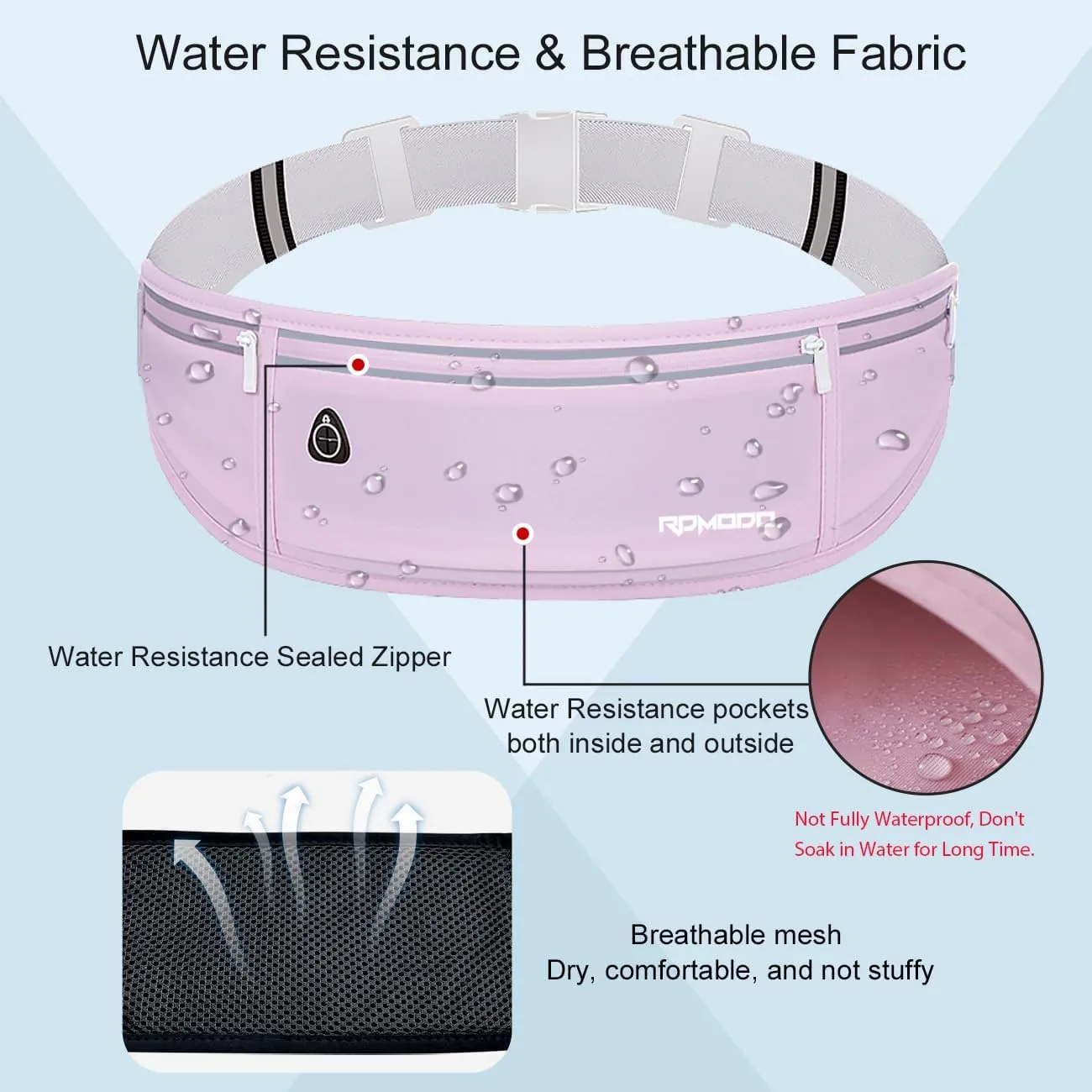 Running Fanny Pack for Women, Running Belts for Men, Water Resistant Waist Pack, Large Capacity Phone Pouch，Adjustable Bounce Free Phone Holder for Running Walking Hiking Cards Key Light Purple