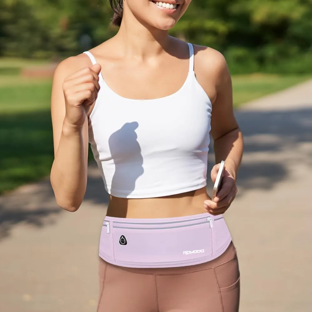 Running Fanny Pack for Women, Running Belts for Men, Water Resistant Waist Pack, Large Capacity Phone Pouch，Adjustable Bounce Free Phone Holder for Running Walking Hiking Cards Key Light Purple