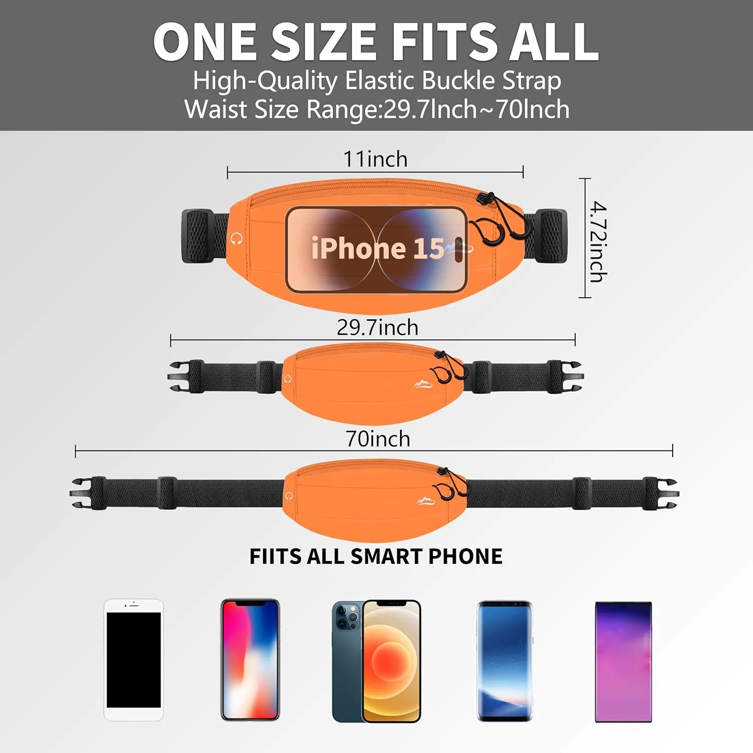 Running Fanny Pack Whole Bag Reflective, Running belt for Women &Men,Sweatproof Phone Holder Workout, Running Waist Pack (orange)