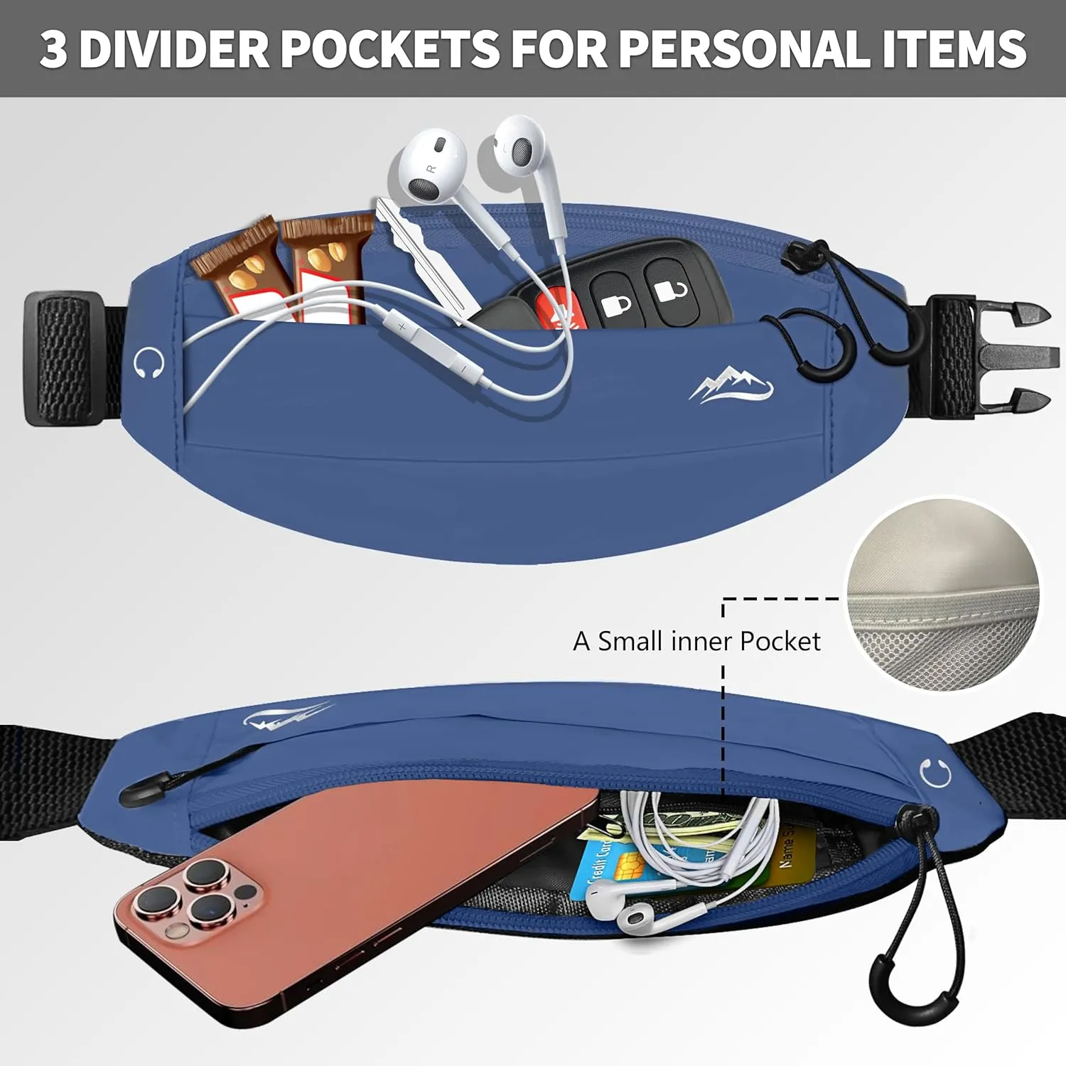 Running Fanny Pack Whole Bag Reflective, Running belt for Women &Men,Sweatproof Phone Holder Workout, Running Waist Pack(steelblue)