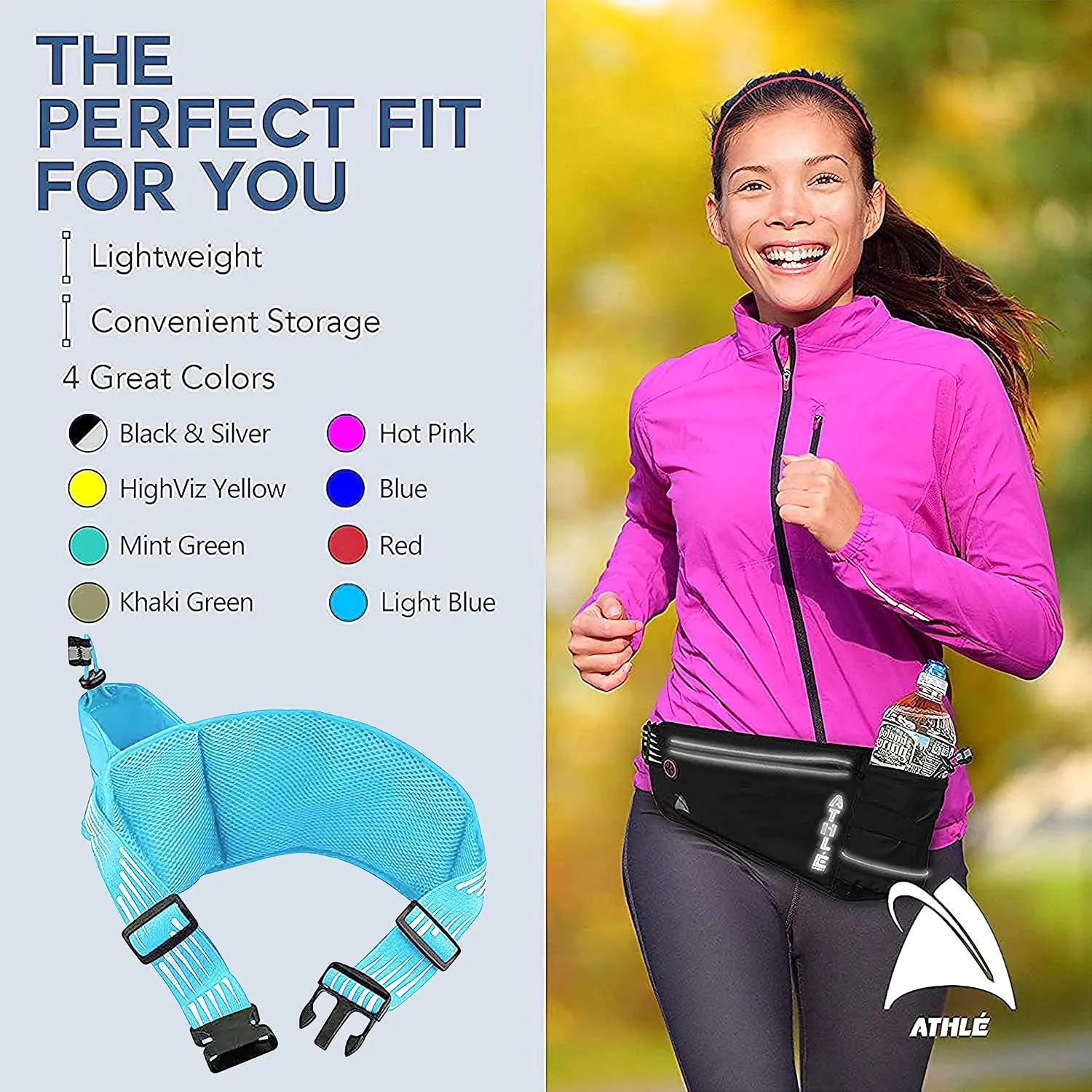 Running Fanny Pack with Water Bottle Holder - Adjustable Running Belt With Water Bottle Holder and Pouch - One Size Fits All Travel Fanny Pack