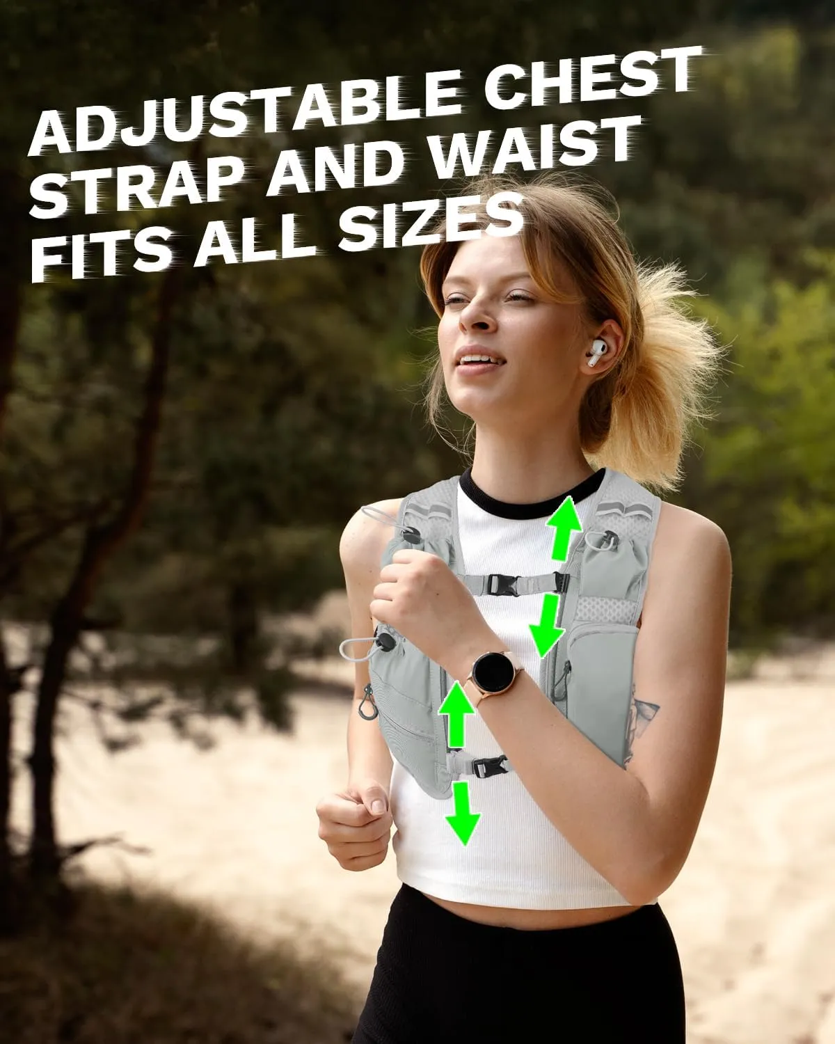 Running Vest for Women and Men, Hydration Backpack for Runners, Trail, Hiking, Biking and Walking, with Front Phone Holder, Adjustable Chest and Waist Strap
