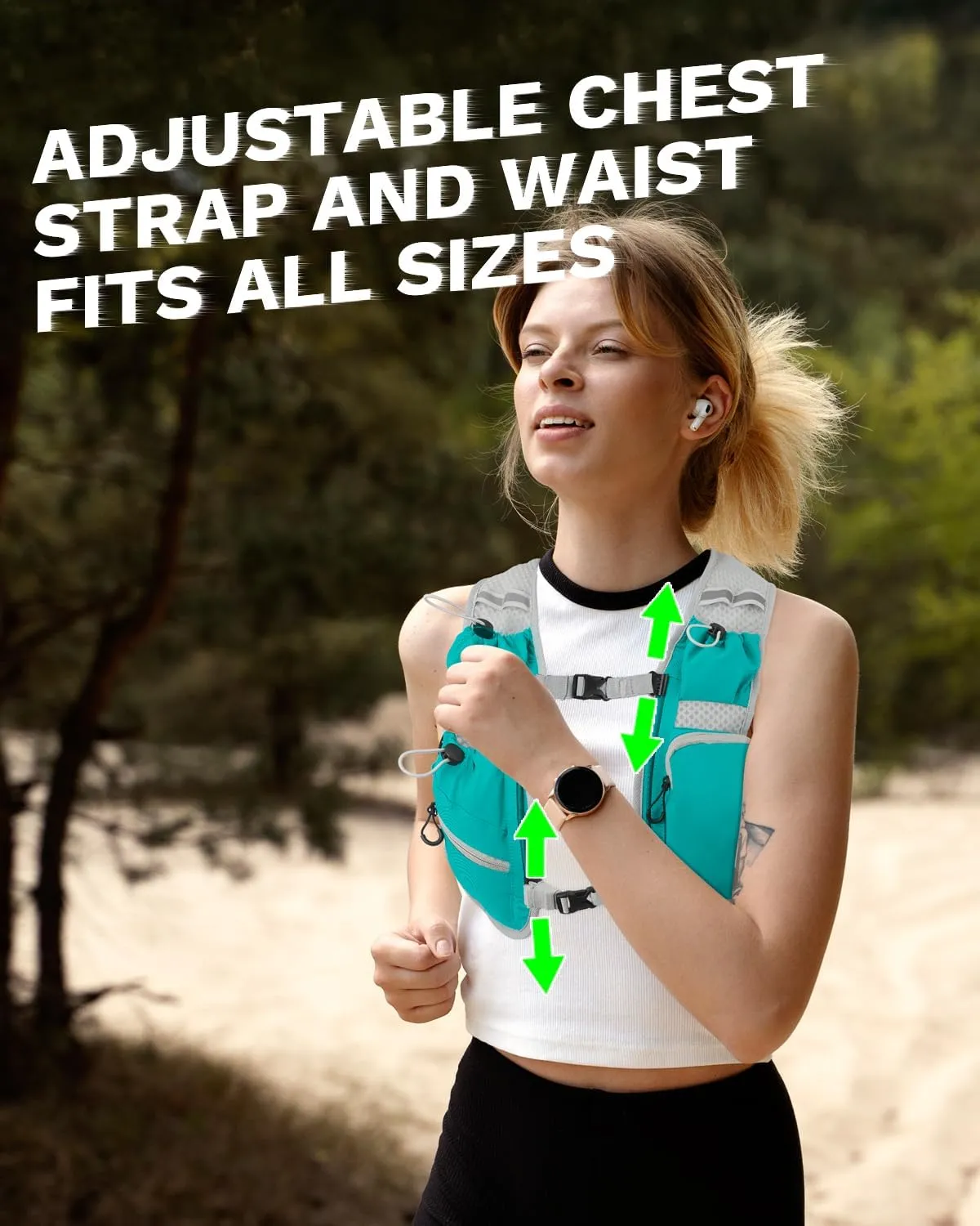 Running Vest for Women and Men, Hydration Backpack for Runners, Trail, Hiking, Biking and Walking, with Front Phone Holder, Adjustable Chest and Waist Strap