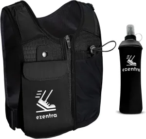 Running Vest Zip, Reflective Running Vests with 6 Pockets, 500ml Hydration Bottle, Adjustable Chest & Waistband, Breathable Material, Chest Pack Gear, Phone Holder, Men & Women,
