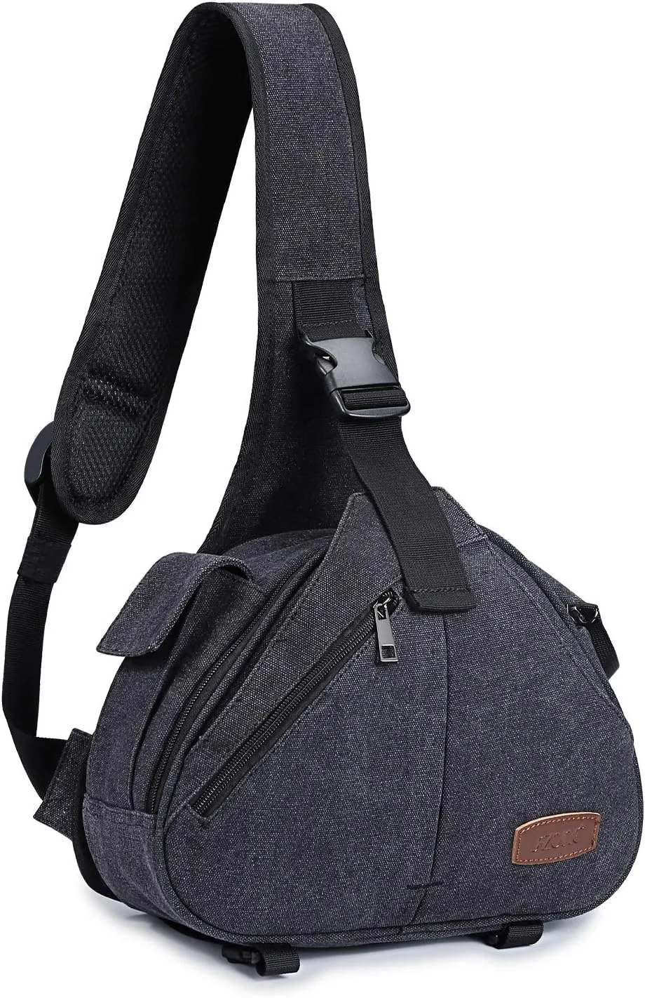 S-ZONE Canvas Camera Sling Bag DSLR Lens Anti-theft Backpack Shoulder Crossbody Case with Tripod Holder
